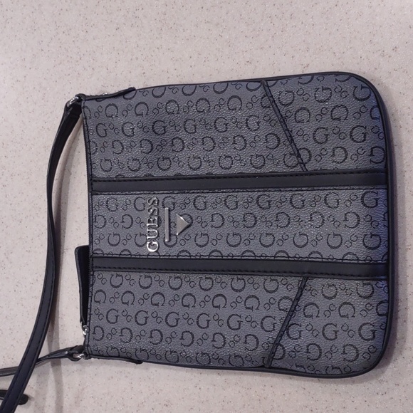 Guess Grey and Black Coated Canvas Crossbody Bag - Picture 12 of 12